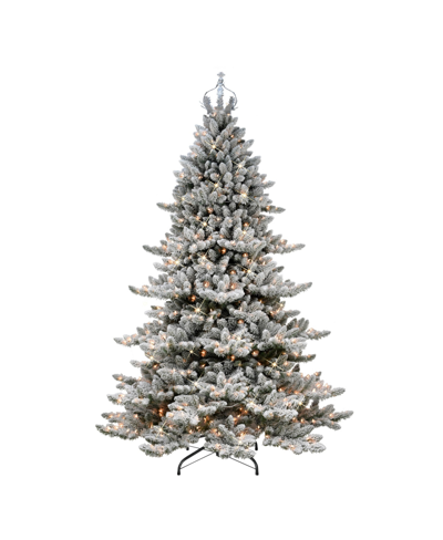 Puleo Pre-lit Royal Majestic Spruce Artificial Christmas Tree With 700 Lights With Silver Crown Treetop, 7 In Green