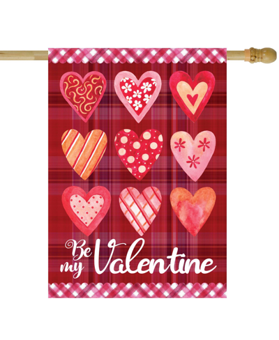 Northlight Be My Valentine Plaid And Heart Outdoor House Flag, 28" X 40" In Red