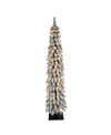 Puleo Pre-lit Flocked Pencil Alpine Artificial Christmas Tree With 70 Lights, 5' In Green