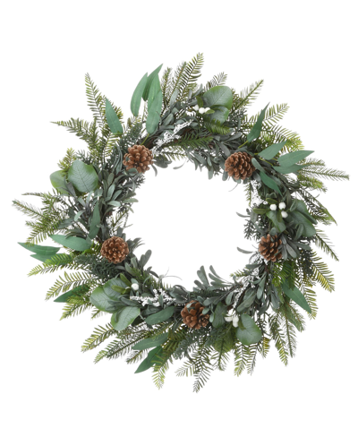 National Tree Company 24" Mixed Leaf Christmas Wreath In Green