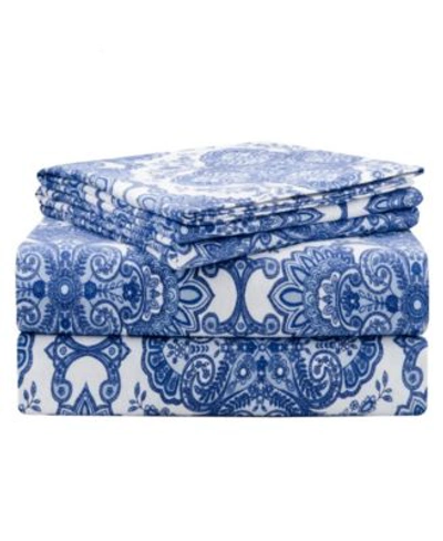 Pointehaven Luxury Weight Flannel Sheet Sets Bedding In Alpine Blu