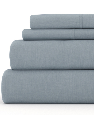 Ienjoy Home Collection Linen Rayon From Bamboo Blend Deep Pocket 300 Thread Count 4 Piece Sheet Set, Queen In Light Blue