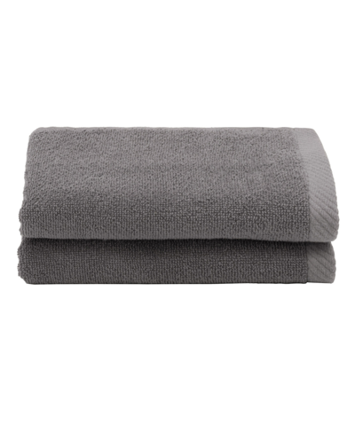 Linum Home Textiles Ediree 2 Piece Turkish Cotton Fingertip Towels Set Bedding In Charcoal