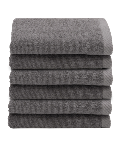 Linum Home Textiles Ediree 6 Piece Turkish Cotton Fingertip Towels Set Bedding In Charcoal