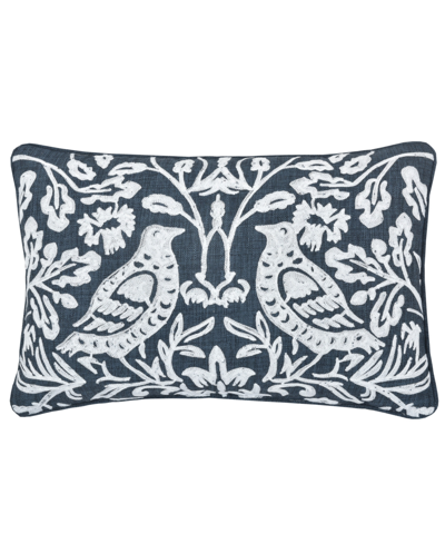 J Queen New York Attraction Embellished Decorative Pillow, 14" X 20" In Navy