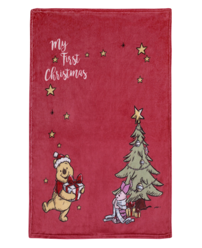 Disney Winnie The Pooh My First Christmas Photo Op Baby Blanket Bedding In Red