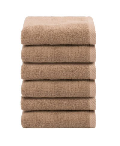Linum Home Textiles Ediree 6 Piece Turkish Cotton Hand Towels Set Bedding In Cocoa