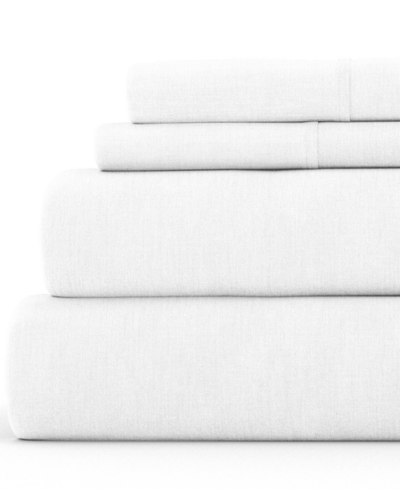 Ienjoy Home Collection Linen Rayon From Bamboo Blend Deep Pocket 300 Thread Count 4 Piece Sheet Set, Full In White