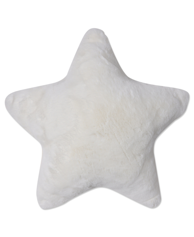 Pillow Perfect Faux Fur Star Decorative Pillow, 17" X 17" In Off-white