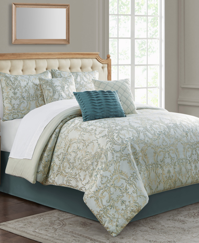 Waterford Closeout! Marquis By  Tulla Damask 7 Piece Comforter Set, King In Beige