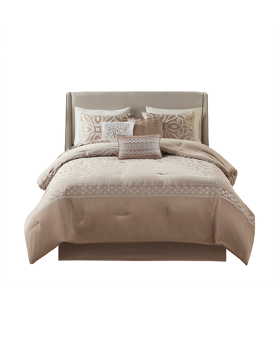 Madison Park Carina Jacquard 7 Piece Comforter Set, California King Bedding In Taupe