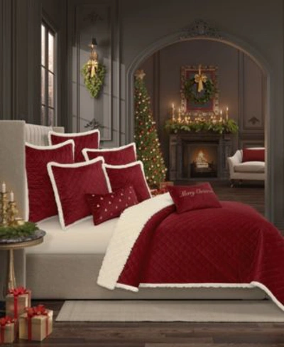 J Queen New York Casey Sherpa Quilt Set Bedding In Evergreen