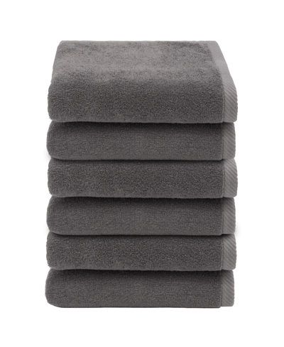 Linum Home Textiles Ediree 6 Piece Turkish Cotton Hand Towels Set Bedding In Charcoal