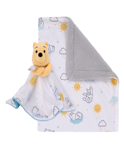 Disney Winnie The Pooh Baby Blanket And Security Blanket Set, 2 Pieces Bedding In Blue
