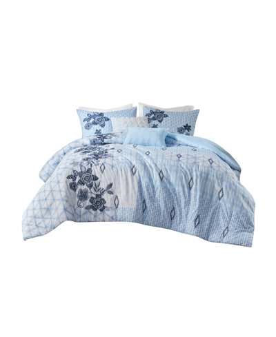 Madison Park Sadie 5 Piece Comforter Set, Full/queen Bedding In Blue