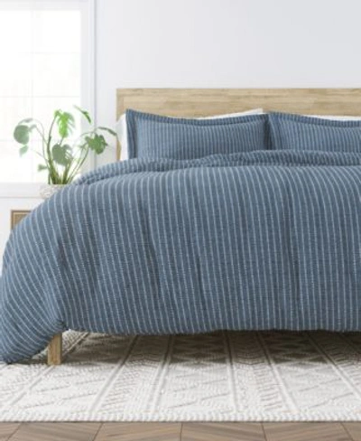 Kaycie Gray Dotted Stripe 3 Piece Duvet Cover Set Bedding In Navy Dotted Stripe