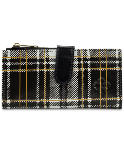 Patricia Nash Nazari Leather Wallet In Black And White Plaid -
