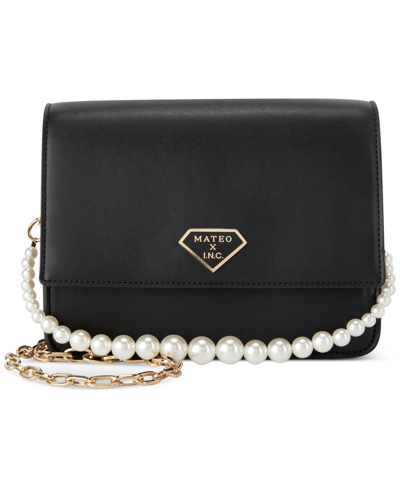 Inc International Concepts Mateo For Inc Pearl-detail Flap Bag, Created For Macy's In Black