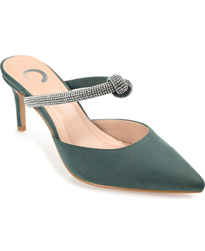 Journee Collection Women's Lunna Rhinestone Knot Dress Pumps In Green