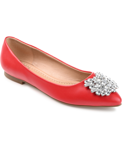 Journee Collection Women's Renzo Jeweled Flats In Red
