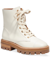 Kate Spade Merritt Leather Lug-sole Combat Boots In Halo White
