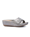Gc Shoes Justina Buckle Wedge Sandal In Pewter