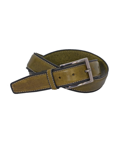 Duchamp London Men's Split Leather Non-reversible Dress Casual Belt In Olive