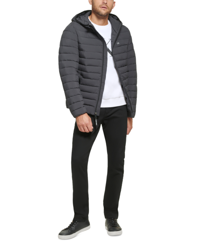 Calvin Klein Men's Hooded & Quilted Packable Jacket In Ebony