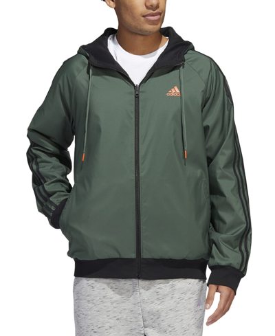 Adidas Originals Adidas Men's Balance Reversible Stripe Logo Jacket In Green Oxide/blk