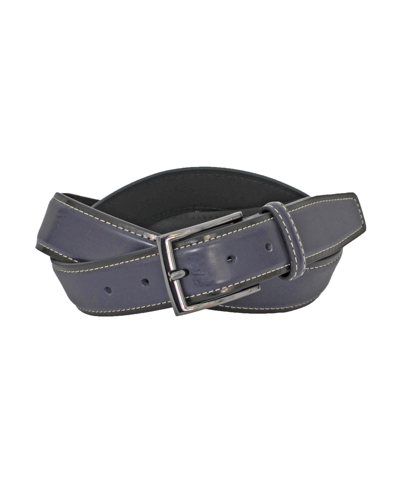 Duchamp London Men's Split Leather Non-reversible Dress Casual Belt In Navy