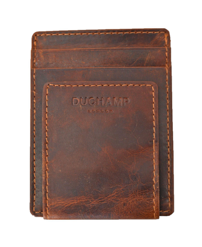 Duchamp London Men's Front Pocket With Magnetic Money Clip Wallet In Cognac