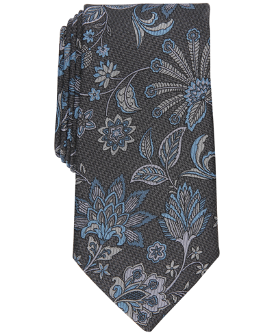 Perry Ellis Men's Elvin Classic Jacobean Floral Tie In Silver