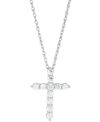 Grown With Love Lab Grown Diamond Cross Pendant Necklace (1 Ct. T.w.) In 14k White Or Yellow Gold, 16" + 2" Extender In White Gold