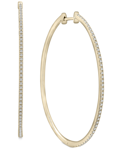 Wrapped Diamond Medium Hoop Earrings (1/4 Ct. T.w.) In 14k Gold-plated Sterling Silver, 1.5", Created For Ma In K Yellow Gold Over Sterling Silver