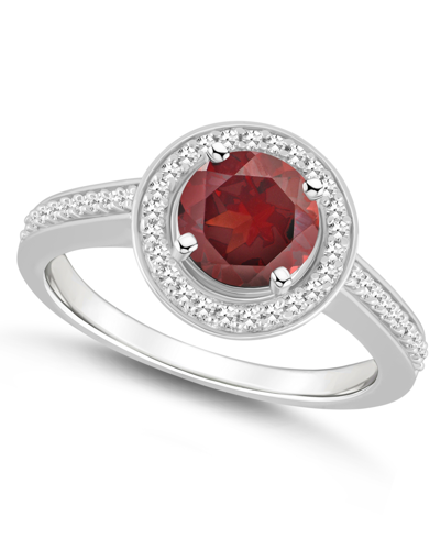 Macy's Garnet (1-2/3 Ct. T.w.) And Diamond (1/5 Ct. T.w.) Halo Ring In Sterling Silver