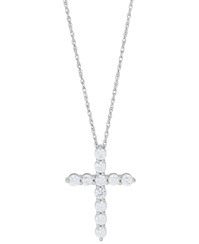 Grown With Love Lab Grown Diamond Cross Pendant Necklace (1/2 Ct. T.w.) In 14k White Gold, 16" + 2" Extender
