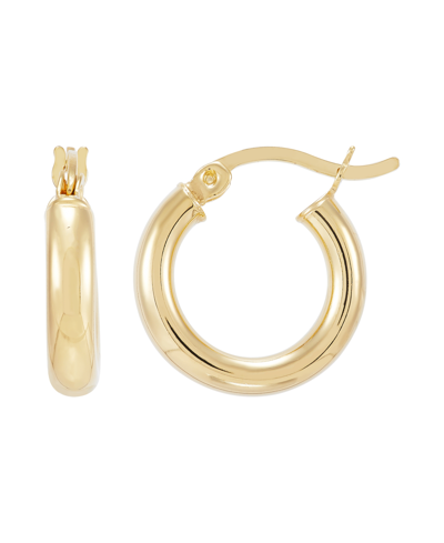 Giani Bernini Polished Tube Hoop Earrings, 15mm, Created For Macy's In Gold Over Silver