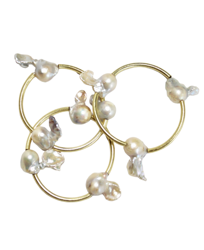 Michael Gabriel Designs 3-pieces Pearl Barre's Genuine Baroque Pearl Bracelet In Baroque Pearls With Gold Brushed Copper