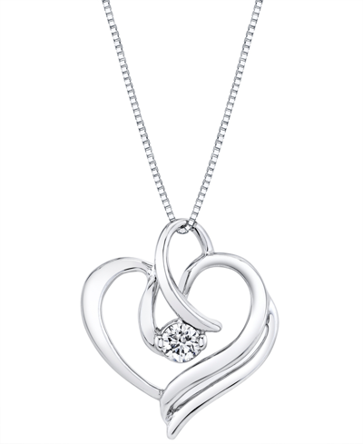 Sirena Diamond Open Heart 18" Pendant Necklace (1/8 Ct. T.w.) In 14k White Or Yellow Gold In White Gold