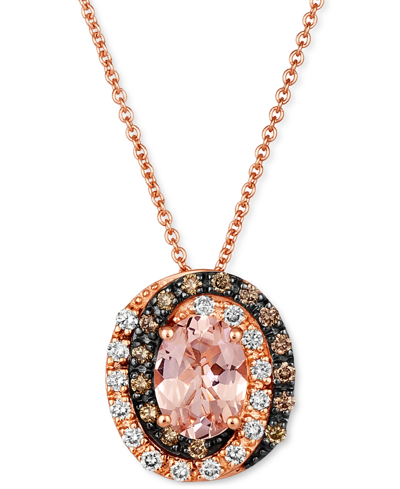 Le Vian Peach Morganite (7/8 Ct. T.w.) & Diamond (1/3 Ct. T.w.) Adjustable 20" Pendant Necklace In 14k Rose