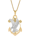 MACY'S MEN'S EAGLE & ANCHOR 22" PENDANT NECKLACE IN 14K GOLD-PLATED STERLING SILVER