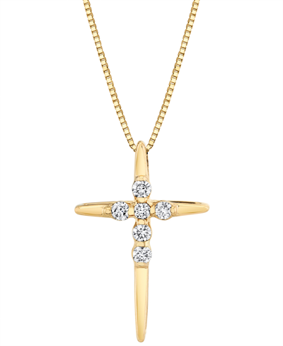 Sirena Diamond Cross 18" Pendant Necklace (1/8 Ct. T.w.) In 14k White Or Yellow Gold