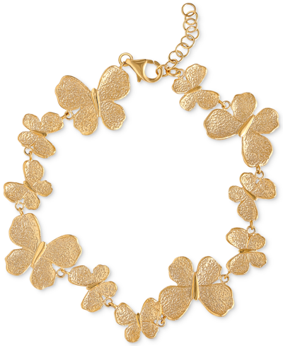Giani Bernini Textured Butterfly Link Bracelet In 18k Gold-plated Sterling Silver, Created For Macy's In Gold Over Silver