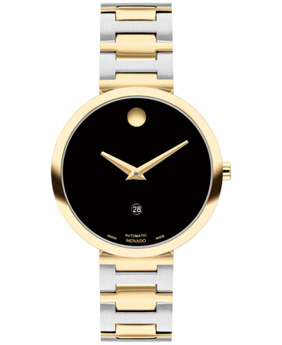 Movado Women's Museum Classic Swiss Automatic Silver-tone Stainless Steel Yellow Pvd Bracelet Watch 32mm In Two Tone