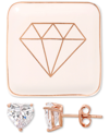 GIANI BERNINI CUBIC ZIRCONIA HEART SOLITAIRE STUD EARRINGS IN 18K ROSE GOLD-PLATED STERLING SILVER & CERAMIC TRINK