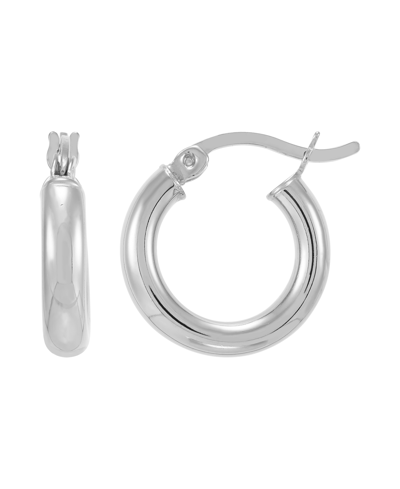 Giani Bernini Polished Tube Hoop Earrings, 15mm, Created For Macy's In Sterling Silver