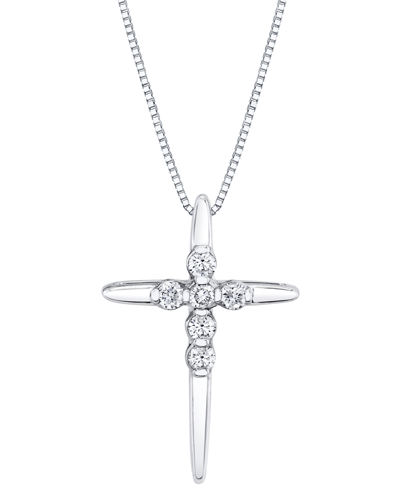 Sirena Diamond Cross 18" Pendant Necklace (1/8 Ct. T.w.) In 14k White Or Yellow Gold In White Gold
