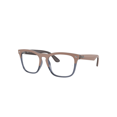 Ray Ban Rx4487v Eyeglasses In Beige On Transparent Dark Blue