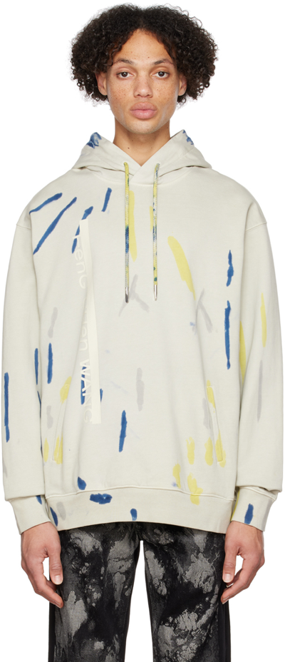 Feng Chen Wang Neutral Tie-dye Print Cotton Hoodie In Neutrals