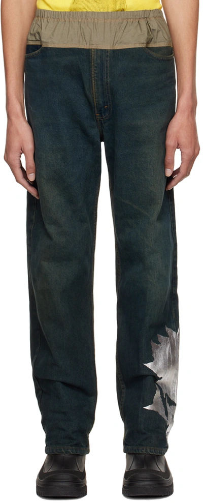 Sc103 Ssense Exclusive Indigo Graphic Jeans In Moss